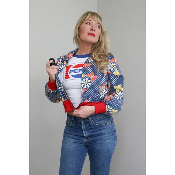 1970's Vintage Butterfly Fade & Dagger Collar Lightweight Jacket ~ Women's XS SM - Picture 2 of 9